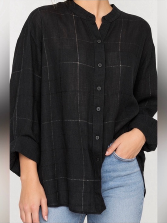 Lauren Ralph Lauren Tops - Lauren Ralph Lauren 100% Linen Plaid Button-Front Shirt — Size 1X